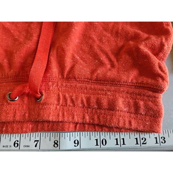 Womens Sweat Shorts Size Small Orange Elastic Waist Pockets Drawstring Workout - Picture 7 of 11
